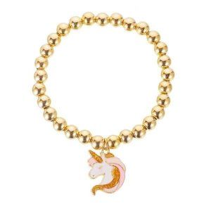 Unicorn Bracelet Anklet Pretty Girls Kids Jewellery Cute Gift Gold Pink Alloy